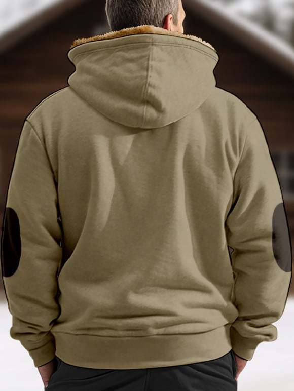 Men'S Retro Casual Long Sleeve Hooded Cotton Coat-POIULTD