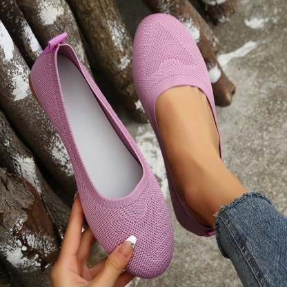 Casual Soft Sole Hollow Out Weave Women's Flat Shoes-POIULTD