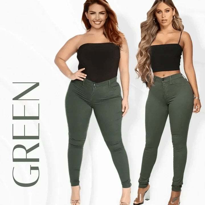Luxe Stretch Butt Lift High Waist Tummy Slimming Plus-Size Denim Jeans Leggings-POIULTD