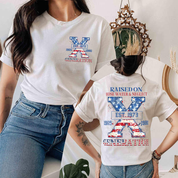 Custom Gen X American Flag T-Shirt-POIULTD