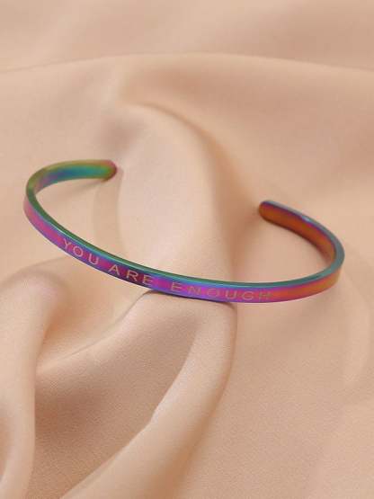 You Are Enough Stainless Steel Openable Bracelet-POIULTD