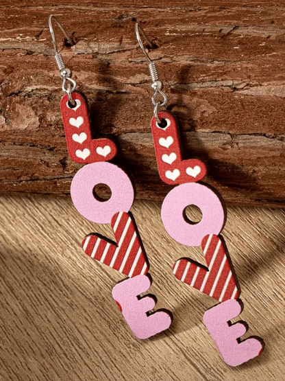 Women's Valentine's Day Love English Letter Design Versatile Fashionable Earrings-POIULTD