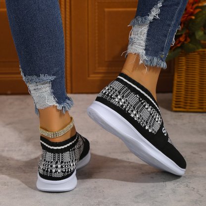 Casual Letter Printed Weave Women's Sneakers-POIULTD