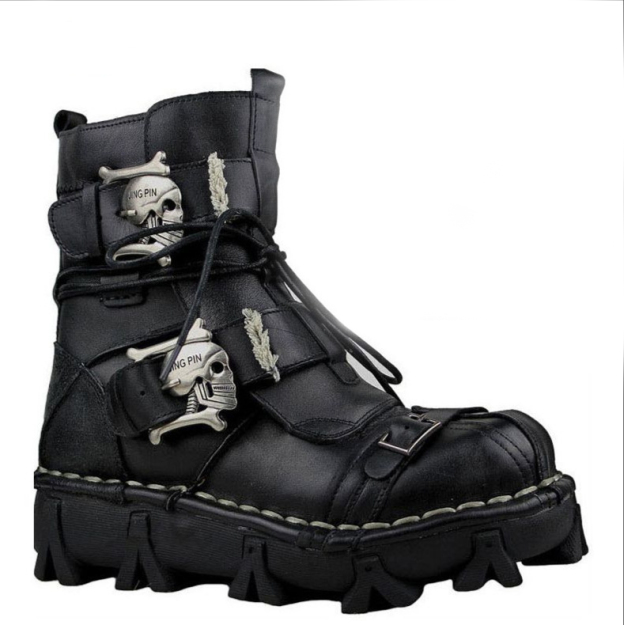 NEW HANDMADE SKULL LEATHER BOOTS-POIULTD
