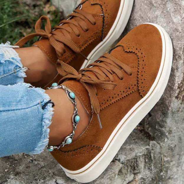 Women's Thick Bottom Lace Up Travel Casual Shoes-POIULTD