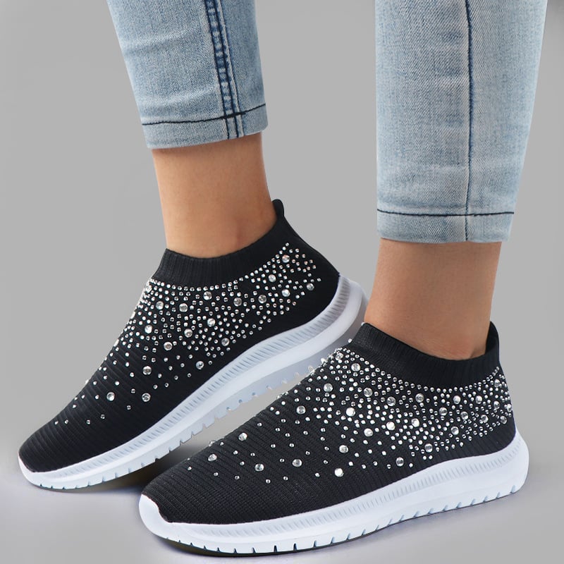 Casual Diamond-Studded Weave Women's Sneakers-POIULTD