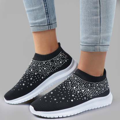 Casual Diamond-Studded Weave Women's Sneakers-POIULTD