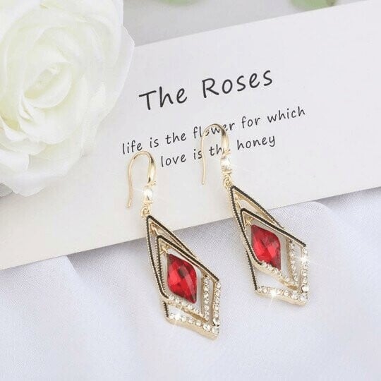 Rhombus Sapphire Earrings-POIULTD