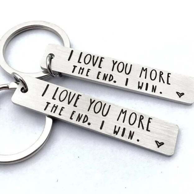 "I Love You More The End I Win"Funny Birthday Keychain-- A personalised gift for him/her-POIULTD