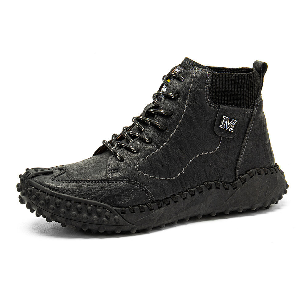 Men Retro Microfiber Leather Non Slip Casual Ankle Boots-POIULTD