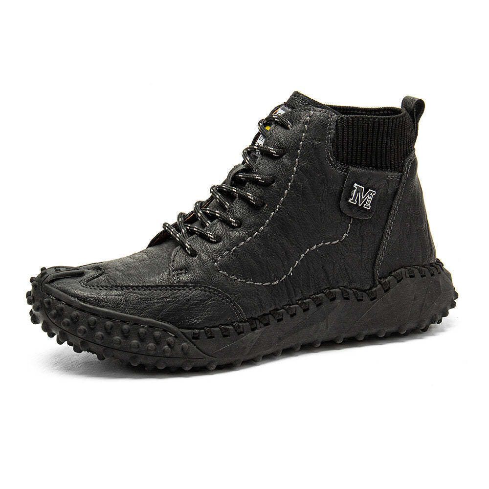 Men Retro Microfiber Leather Non Slip Casual Ankle Boots-POIULTD