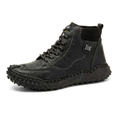 Men Retro Microfiber Leather Non Slip Casual Ankle Boots-POIULTD