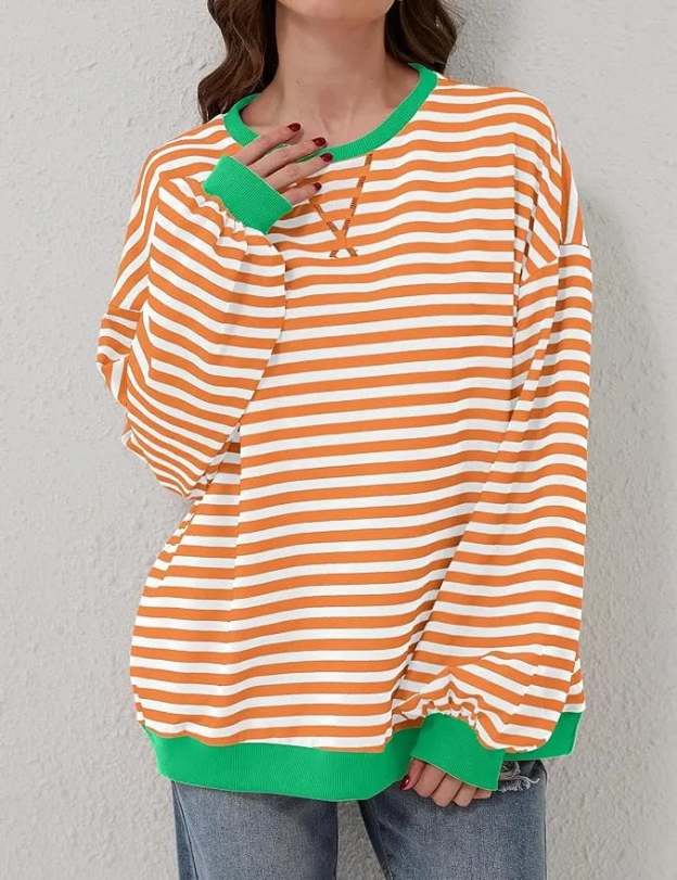 🎁Last Day Sale 49% OFF🏆️2024 Womens Stripes Color Block Sweatshirts-POIULTD
