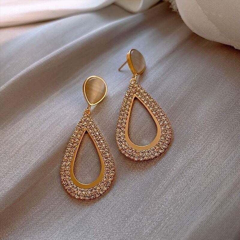 Water drop opal ear studs-POIULTD