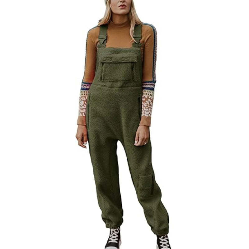 Women's Fleece Warm Loose Casual Jumpsuits-POIULTD