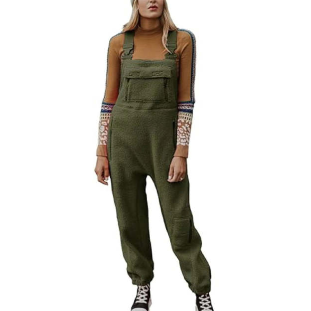 Women's Fleece Warm Loose Casual Jumpsuits-POIULTD