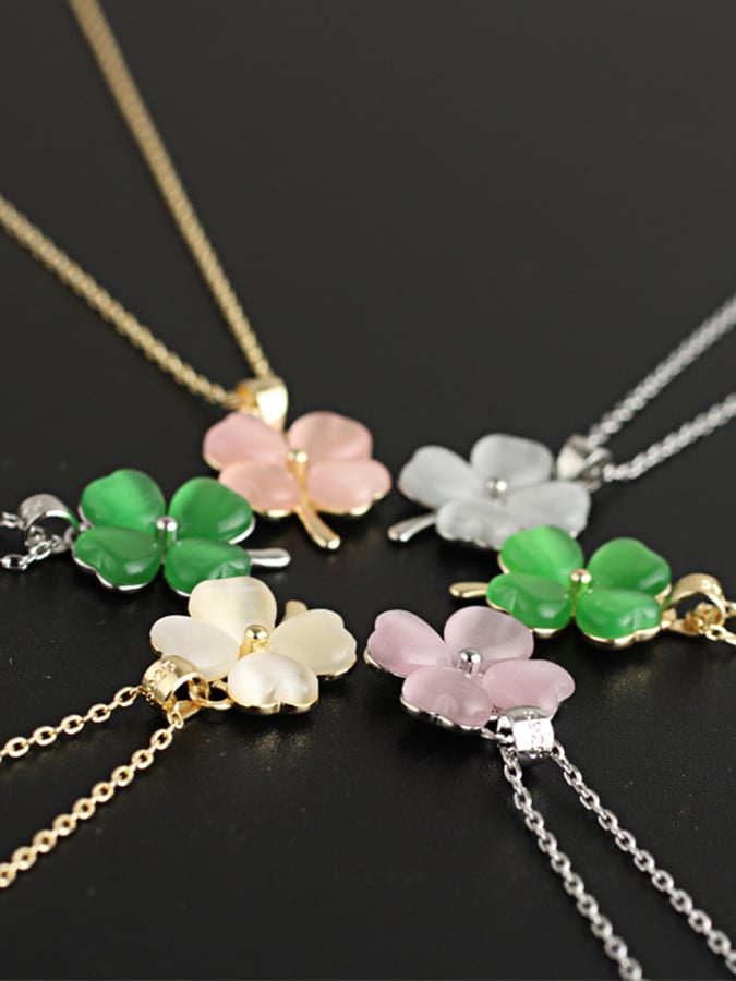 Women St. Patrick's Day Stylish Clover Pendant Necklace-POIULTD
