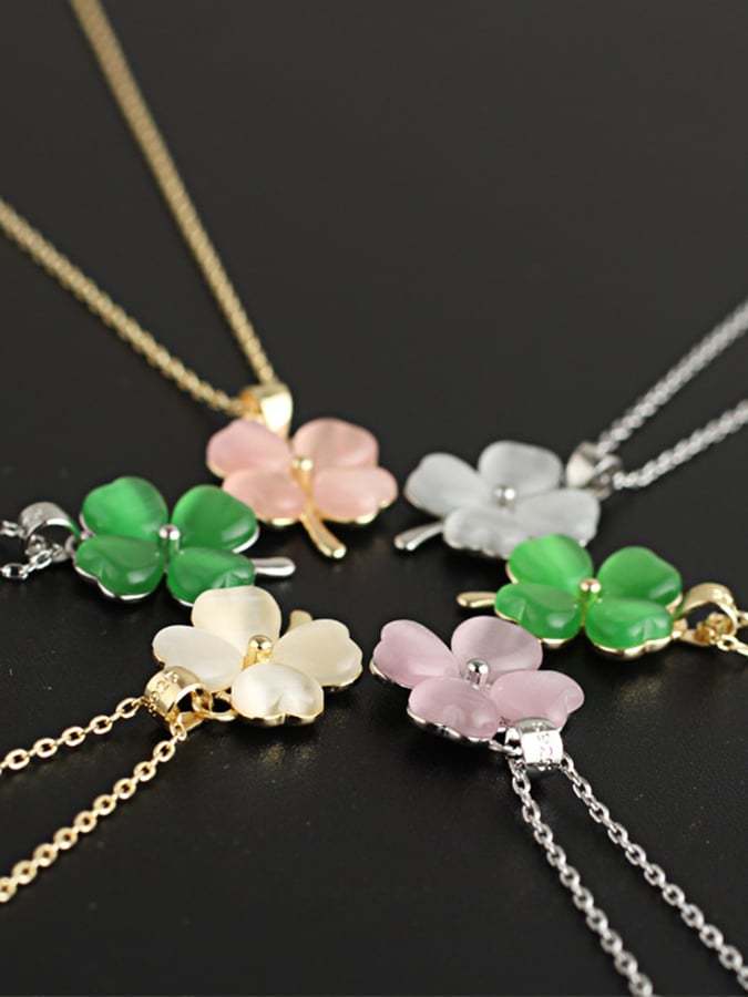 Women St. Patrick's Day Stylish Clover Pendant Necklace-POIULTD