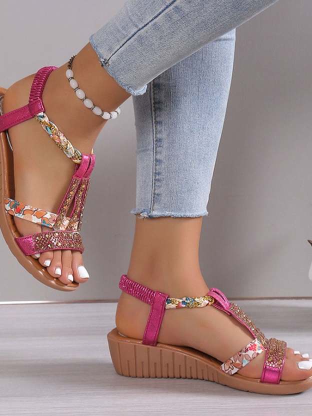 Women's Casual Plain Slip On Flat Heel Wedge Sandals-POIULTD