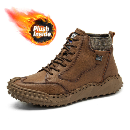 Men Retro Microfiber Leather Non Slip Casual Ankle Boots-POIULTD