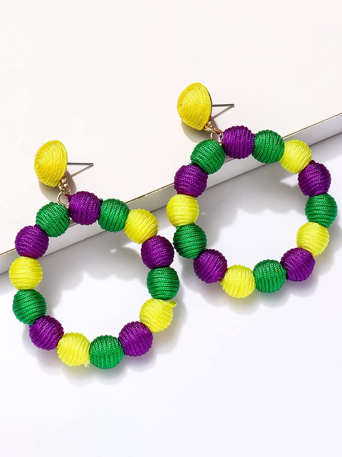Women's Carnival Rattan Ball Fashionable Versatile Temperament Light Luxury Earrings-POIULTD