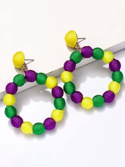 Women's Carnival Rattan Ball Fashionable Versatile Temperament Light Luxury Earrings-POIULTD