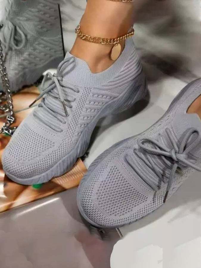 Spring New Fashion, Comfortable Large Size Sneakers Female Thick Sole Solid Color Front Lace -Out Daddy Shoes-POIULTD