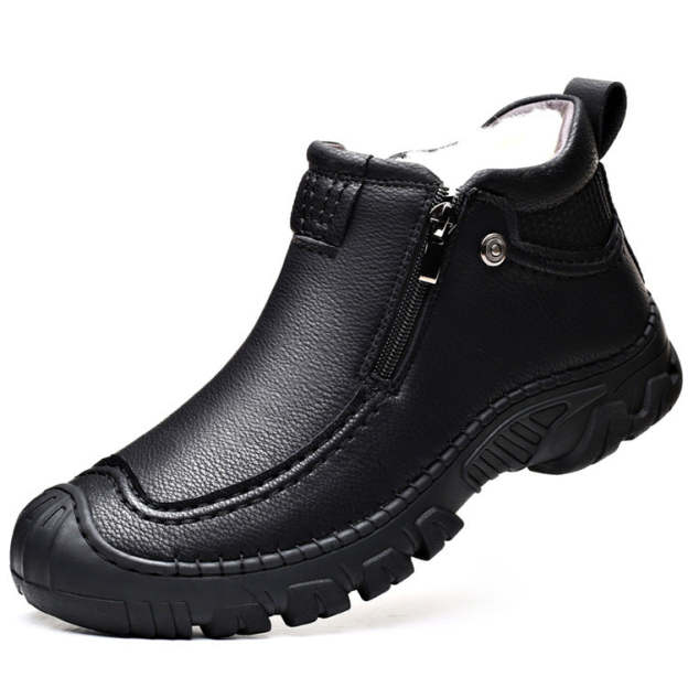 Zipper Warm Velvet Men Boots Shoes-POIULTD