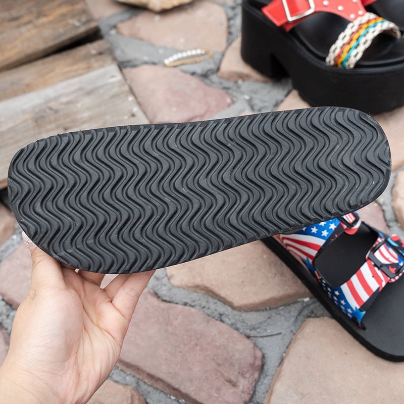 Women's Fashionable And Comfortable Thick-Soled Flag Plate Flower Sandals-POIULTD