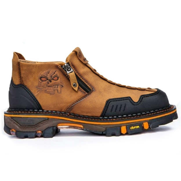 Men’s Cool Design Stitching Chunky Sole Ankle-Length Boots-POIULTD
