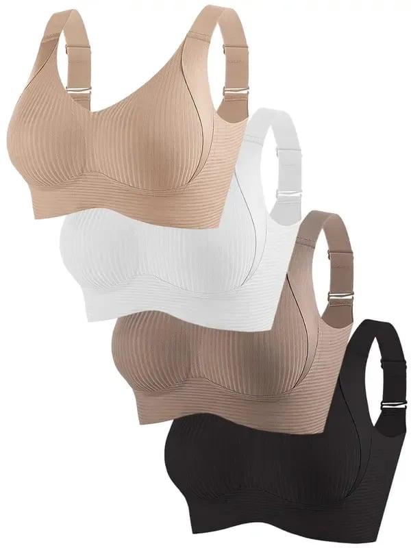 🎉Last Day -🏆️Women's Ribbed Push Up Adjustable Wireless Bra-POIULTD