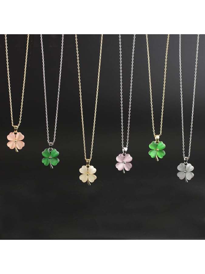 Women St. Patrick's Day Stylish Clover Pendant Necklace-POIULTD