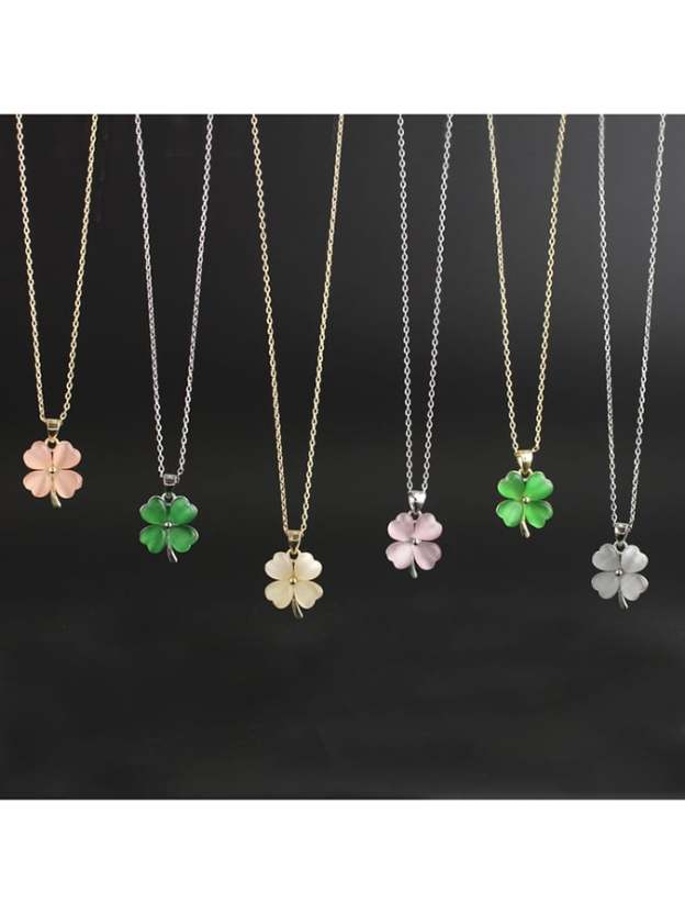Women St. Patrick's Day Stylish Clover Pendant Necklace-POIULTD