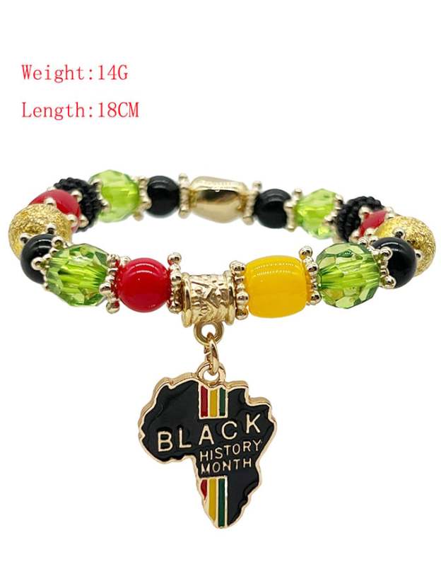 Unisex Black History Month Stretch Cord Bracelet-POIULTD