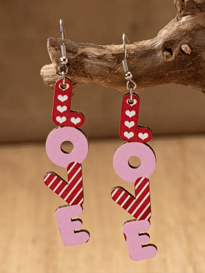 Women's Valentine's Day Love English Letter Design Versatile Fashionable Earrings-POIULTD