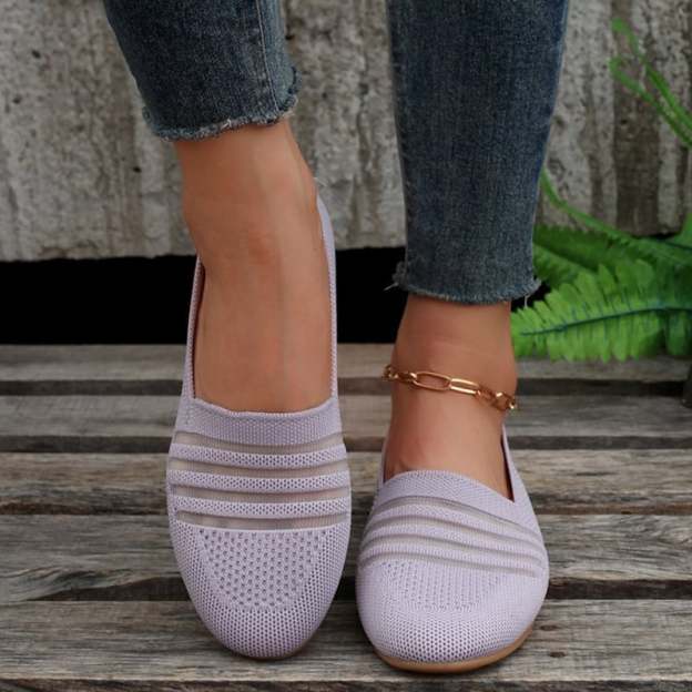 Casual Mesh Hollow Out Weave Women's Flat Shoes-POIULTD