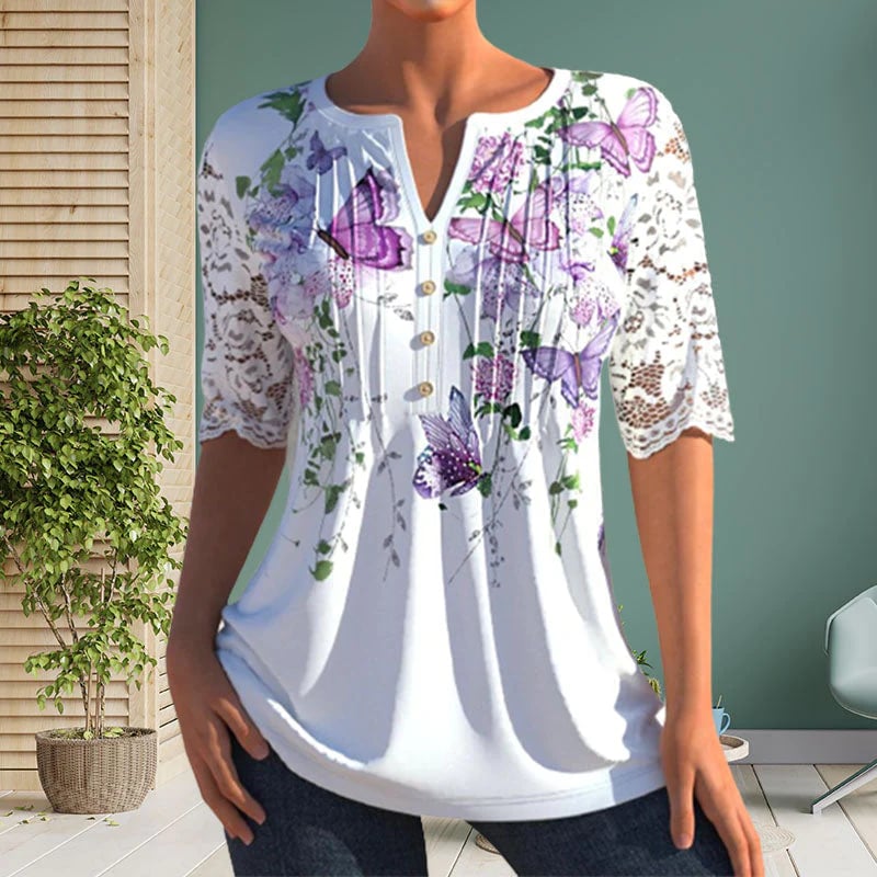 Elegant Blouse With Print-POIULTD