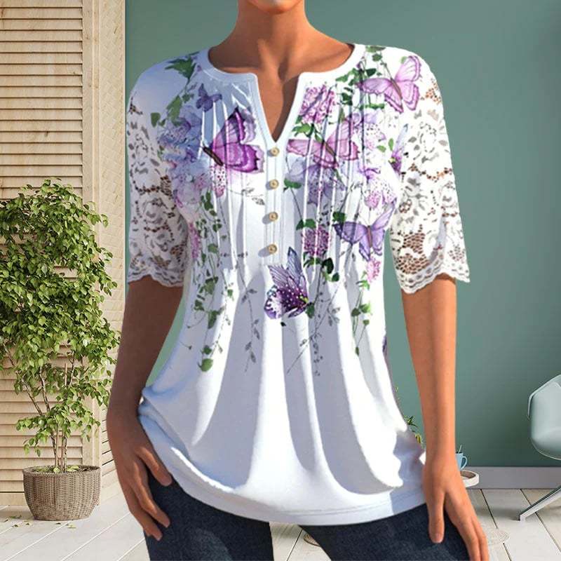 Elegant Blouse With Print-POIULTD
