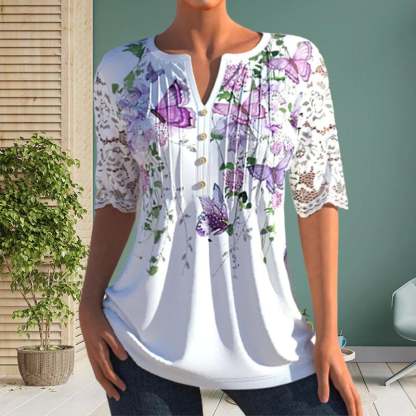 Elegant Blouse With Print-POIULTD