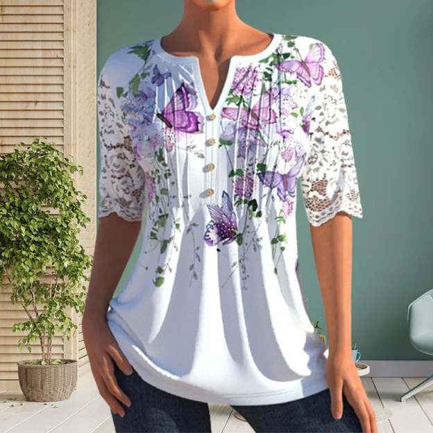 Elegant Blouse With Print-POIULTD