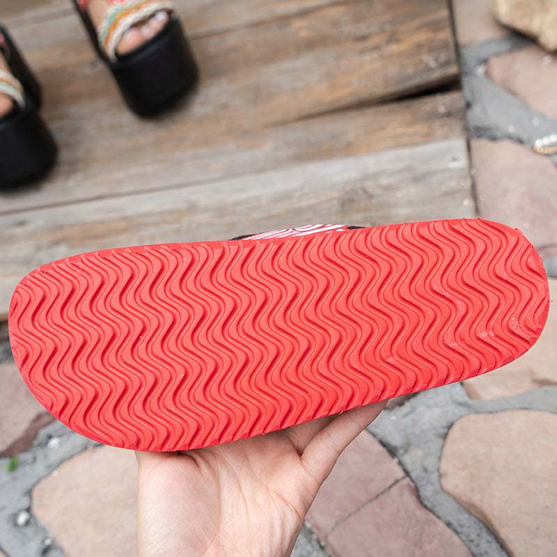 Women's Fashionable And Comfortable Thick-Soled Flag Plate Flower Sandals-POIULTD