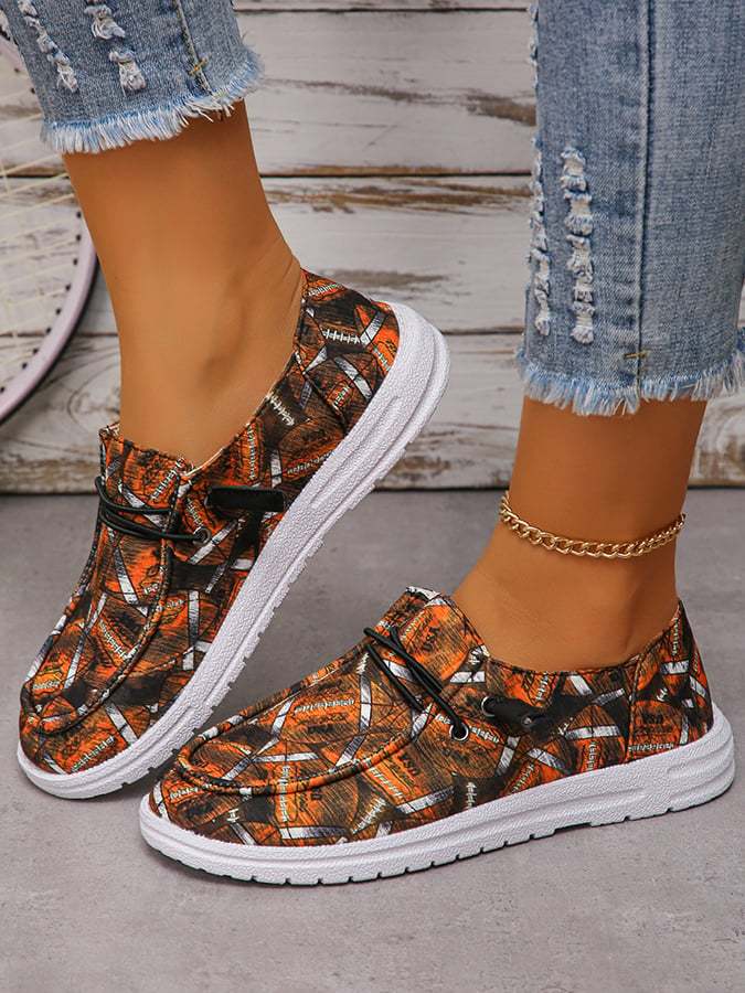 Women's Us Super Bowl Football Soft Sole Fashionable And Versatile Casual Sneakers-POIULTD