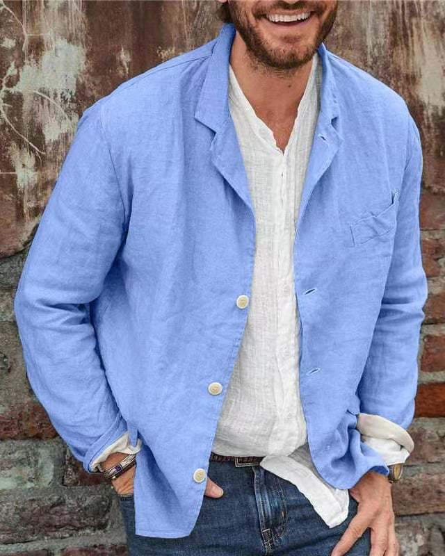 Men's Daily Casual Loose Cotton Linen Coat-POIULTD