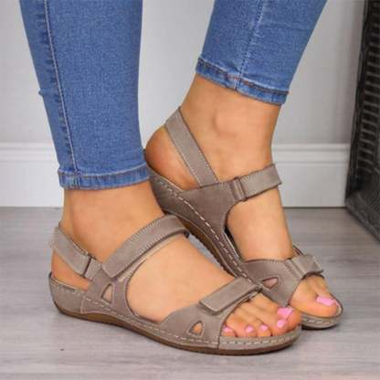Thick Sole Sloping Heel Velcro Casual Women'S Sandals-POIULTD