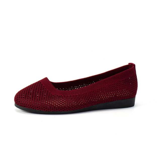 Casual Round Toe Hollow Out Weave Women's Flat Shoes-POIULTD
