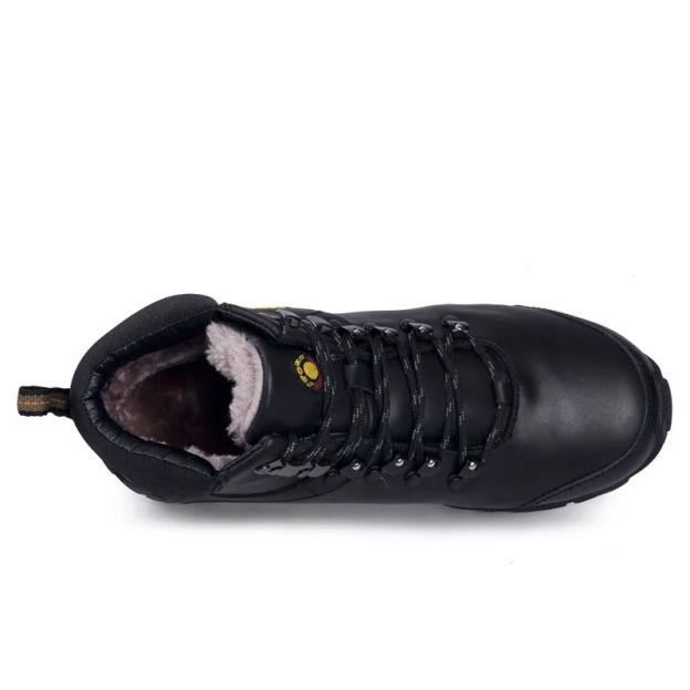 (⏰Limited Time Sale 69%off)Men's Genuine Leather Waterproof Hiking Boots Wide-Toe Warm Insulated Winter Ankle Boots-POIULTD