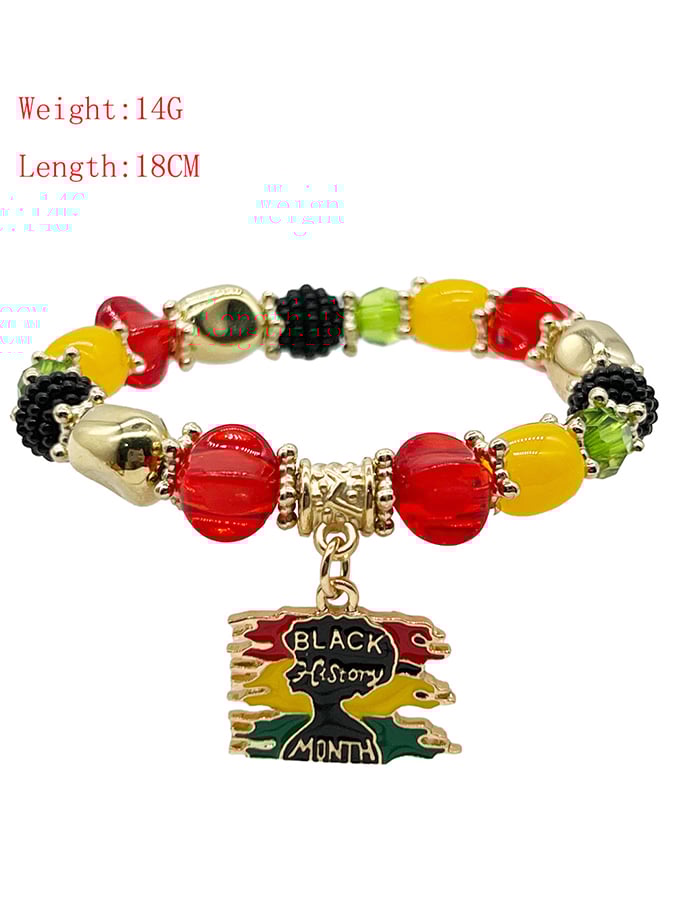 Unisex Black History Month Stretch Cord Bracelet-POIULTD