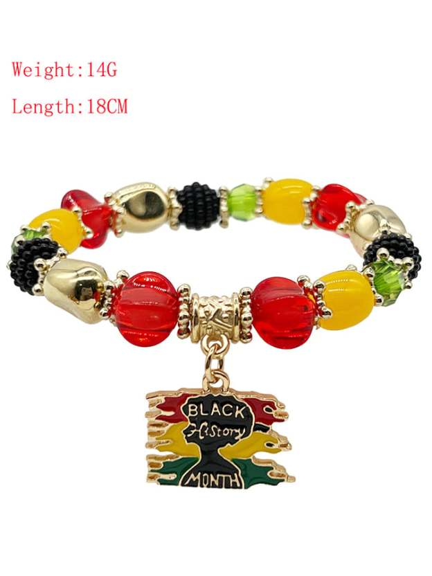 Unisex Black History Month Stretch Cord Bracelet-POIULTD