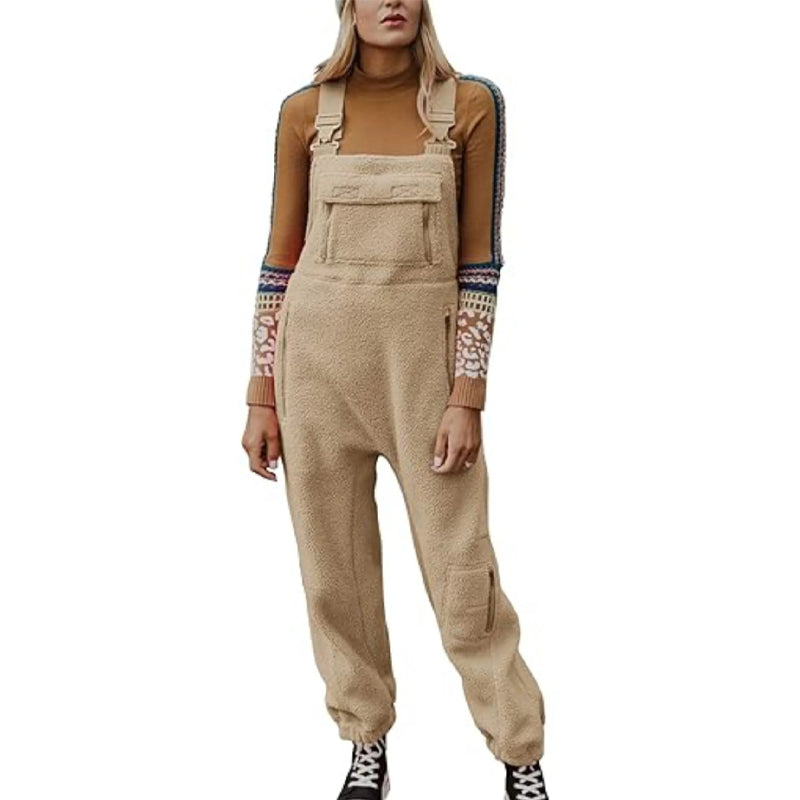 Women's Fleece Warm Loose Casual Jumpsuits-POIULTD