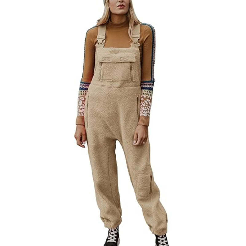 Women's Fleece Warm Loose Casual Jumpsuits-POIULTD